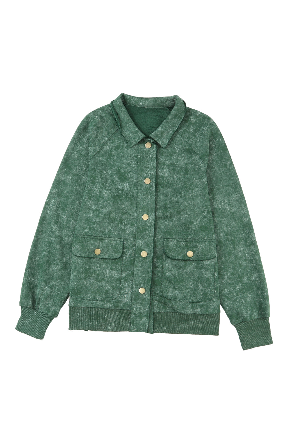 Gray Vintage Washed Flap Pocket Button Shacket