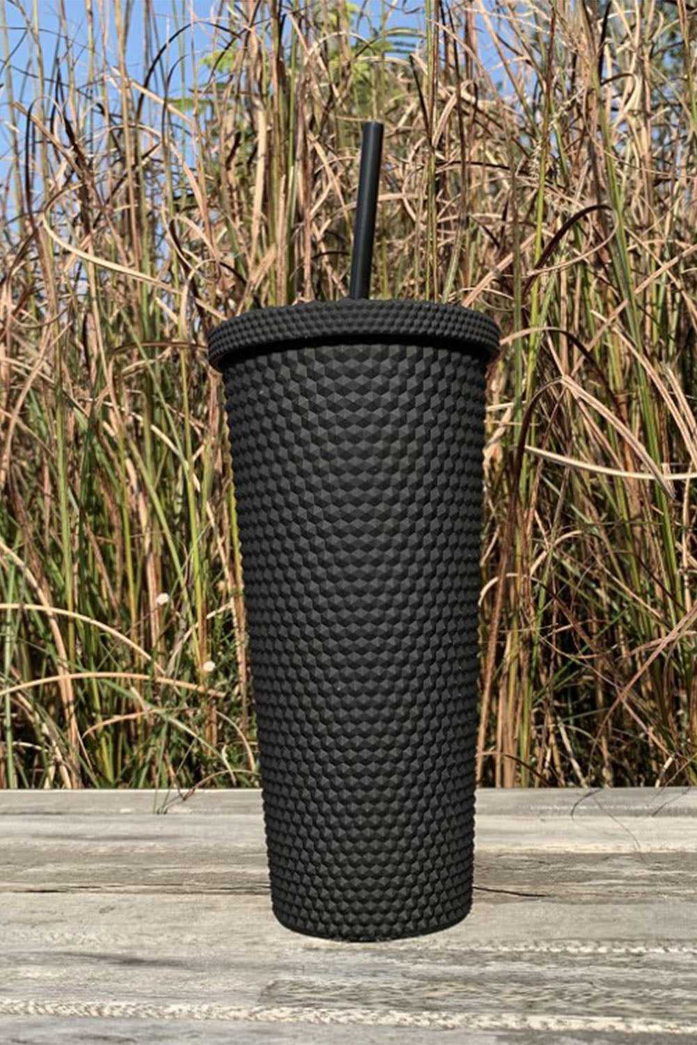 Black Reusable Matte Plastic Tumbler Cup