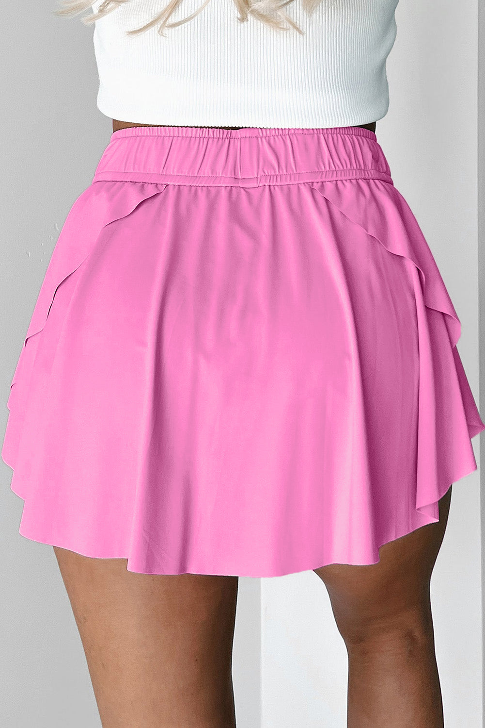 Dark Blue Drawstring High Waist Lined Tennis Skorts