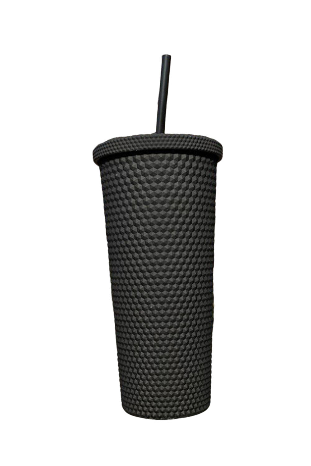 Black Reusable Matte Plastic Tumbler Cup