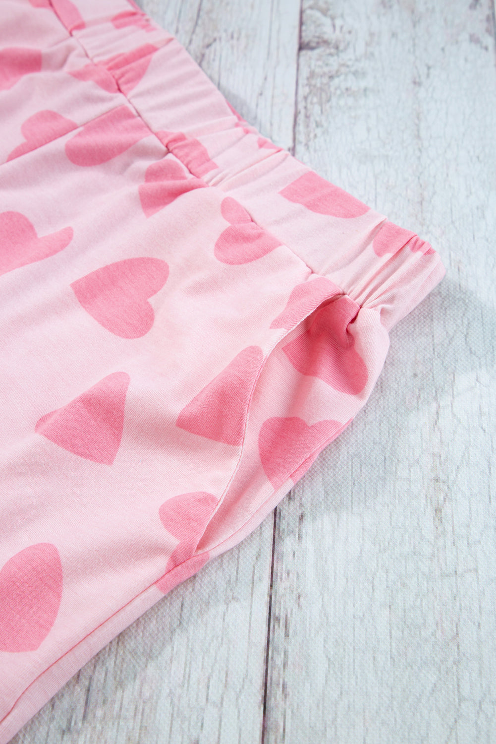 Black Valentine Heart Shape Print Long Sleeve Top Shorts Lounge Set