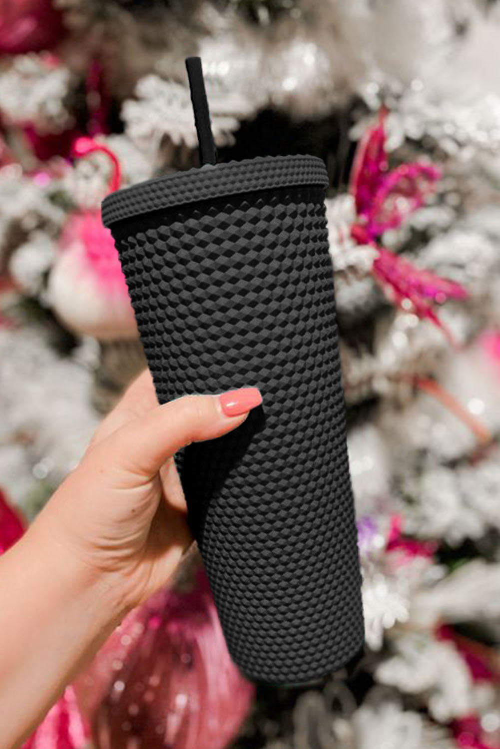 Black Reusable Matte Plastic Tumbler Cup