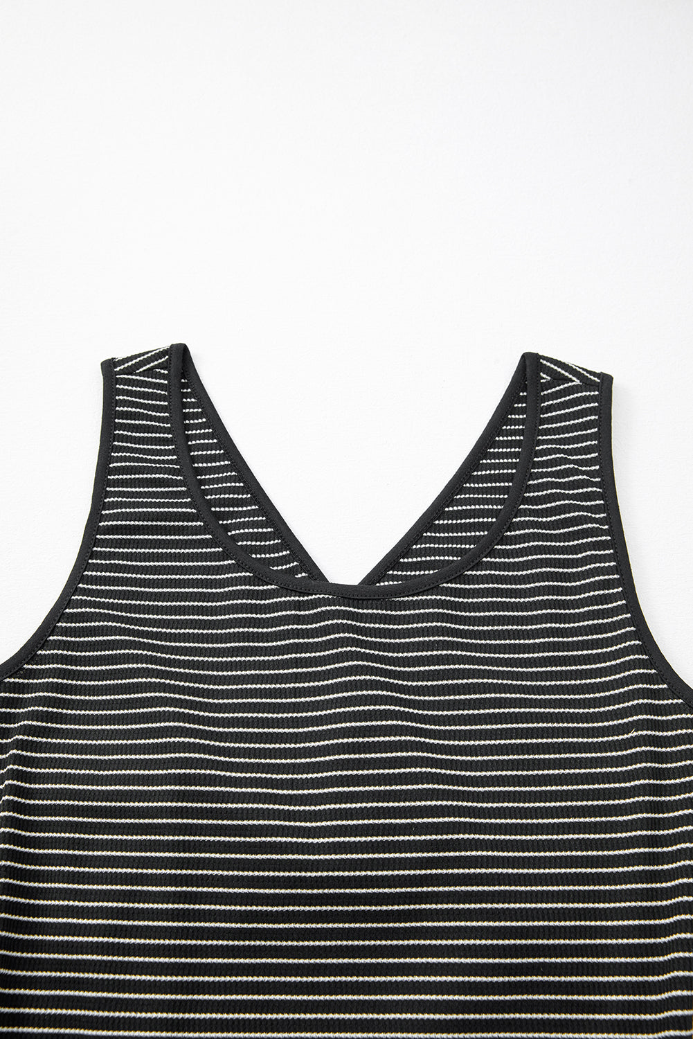 White Stripe Criss Cross Side Slits Slim Fit Sleeveless Midi Dress