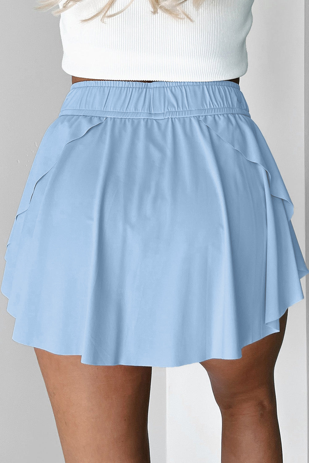 Dark Blue Drawstring High Waist Lined Tennis Skorts