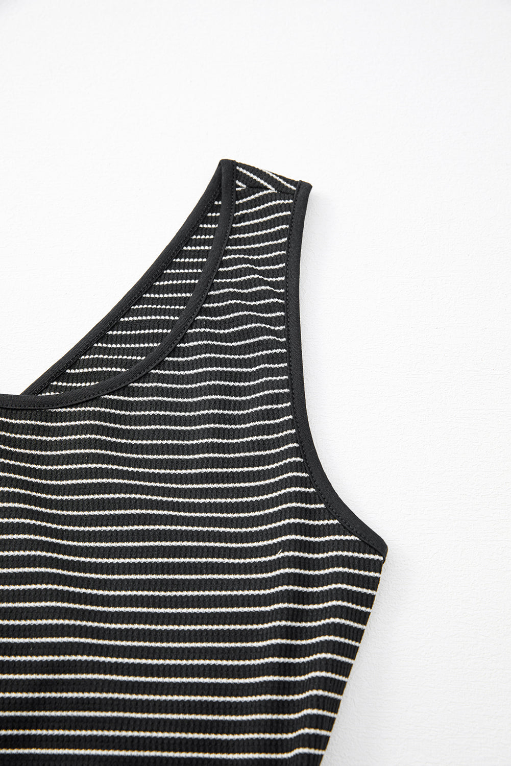 White Stripe Criss Cross Side Slits Slim Fit Sleeveless Midi Dress