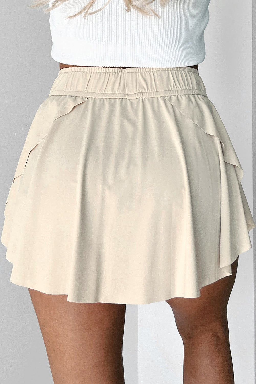 Dark Blue Drawstring High Waist Lined Tennis Skorts