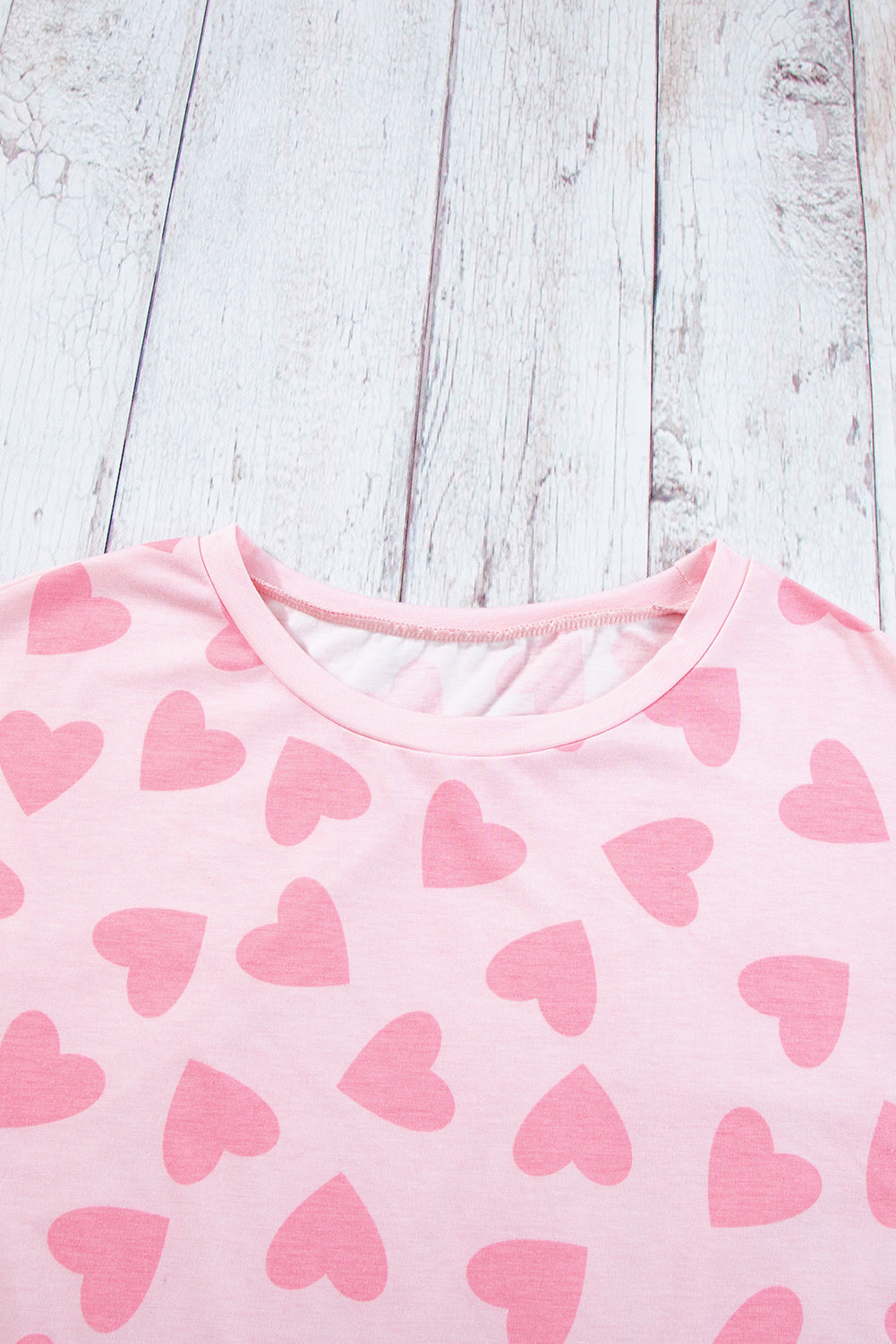 Black Valentine Heart Shape Print Long Sleeve Top Shorts Lounge Set