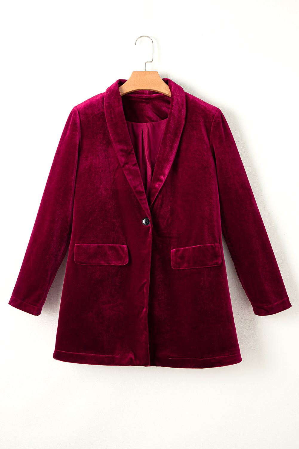 Rose Casual Pocketed Velvet Blazer