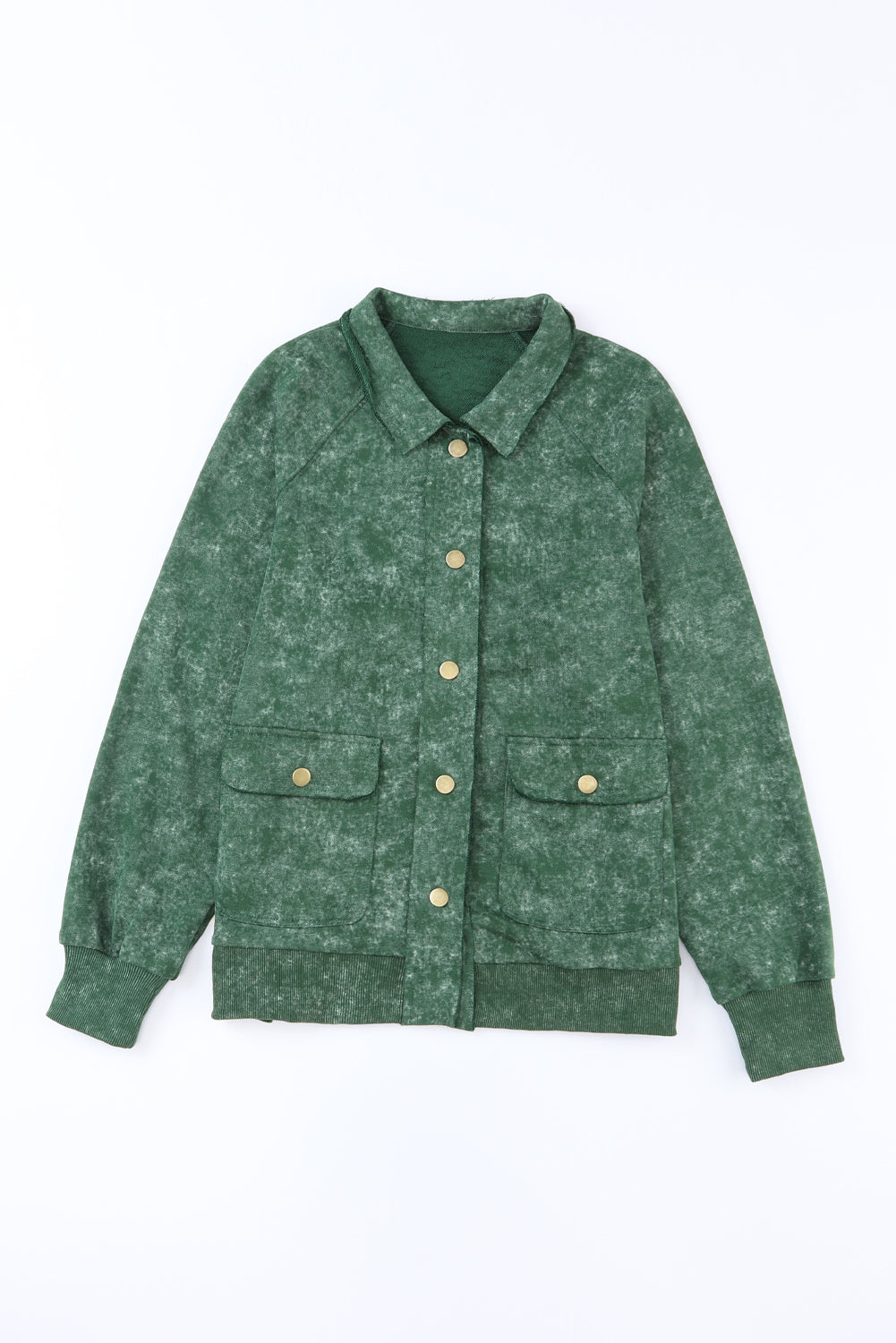 Gray Vintage Washed Flap Pocket Button Shacket