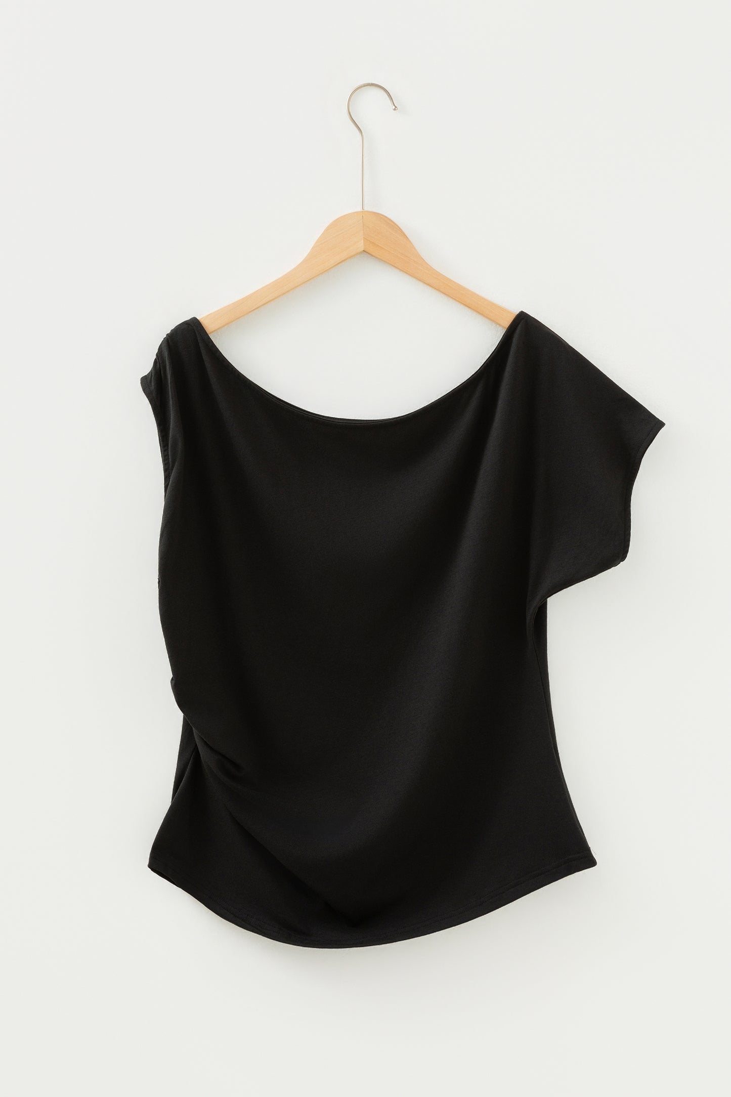 Blue Sapphire Plus Size Solid Color Asymmetric Neck Short Sleeve Blouse