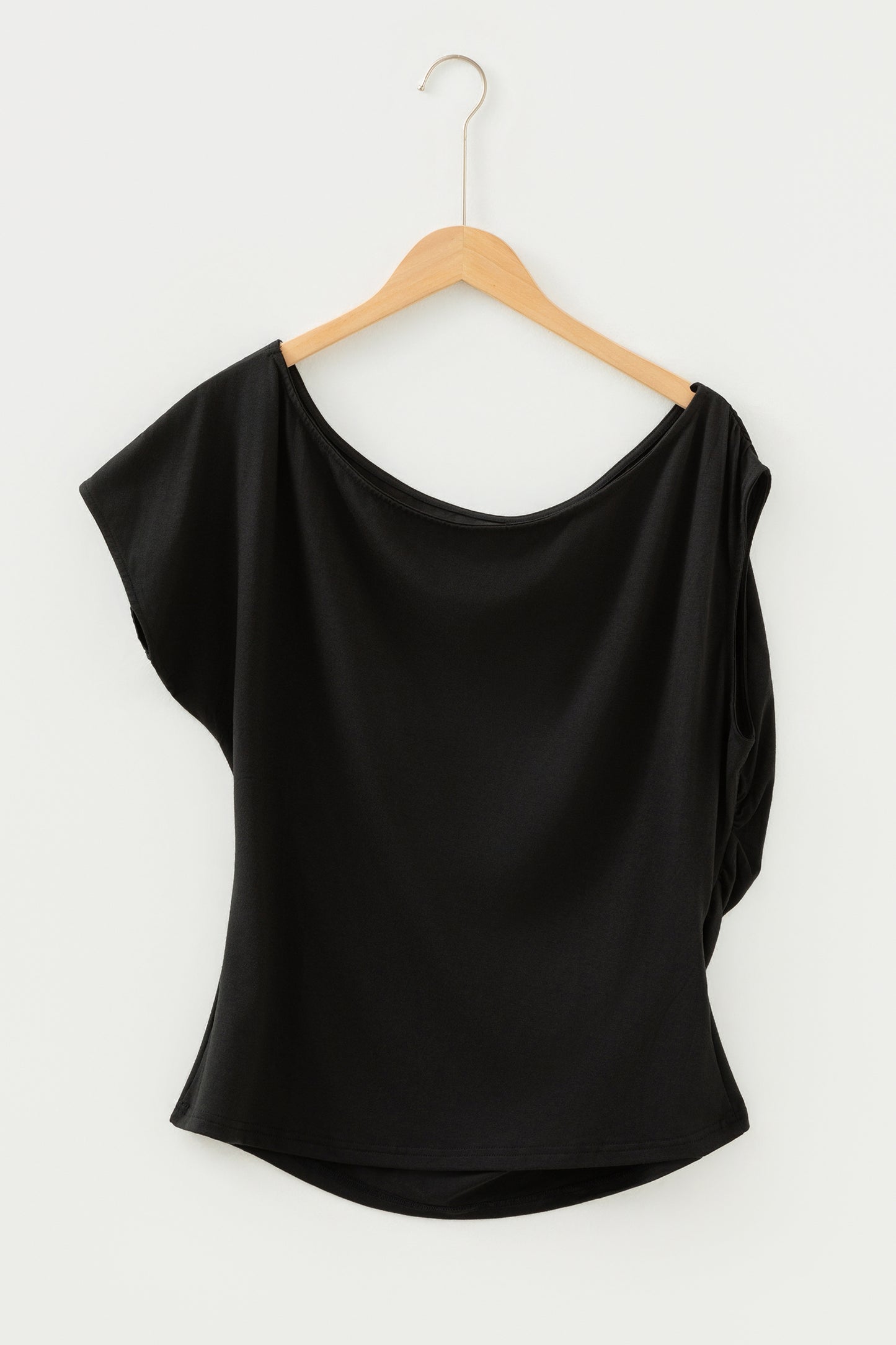 Blue Sapphire Plus Size Solid Color Asymmetric Neck Short Sleeve Blouse