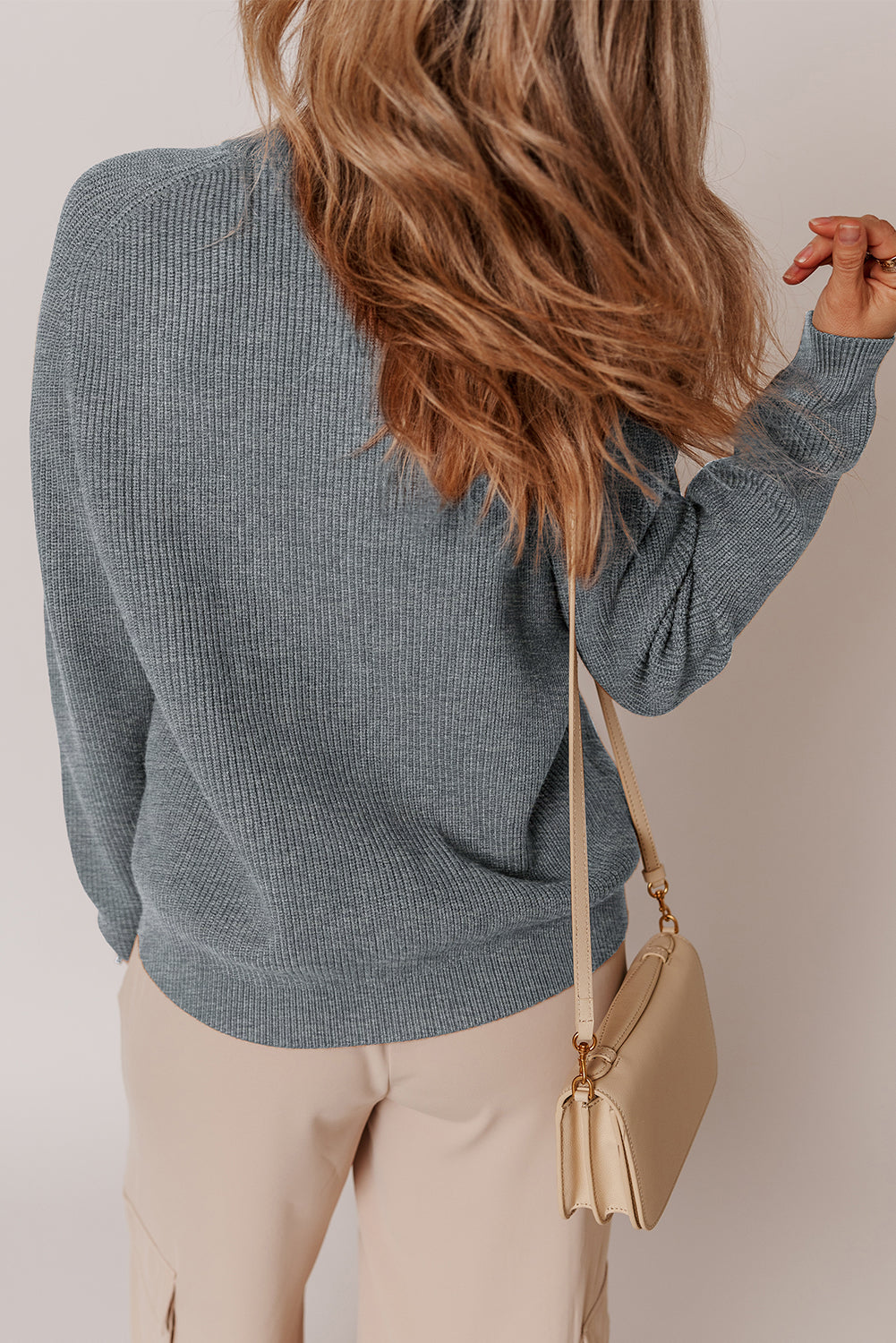 Medium Grey Chunky Buttoned Front Round Neck Cardigan Sweater