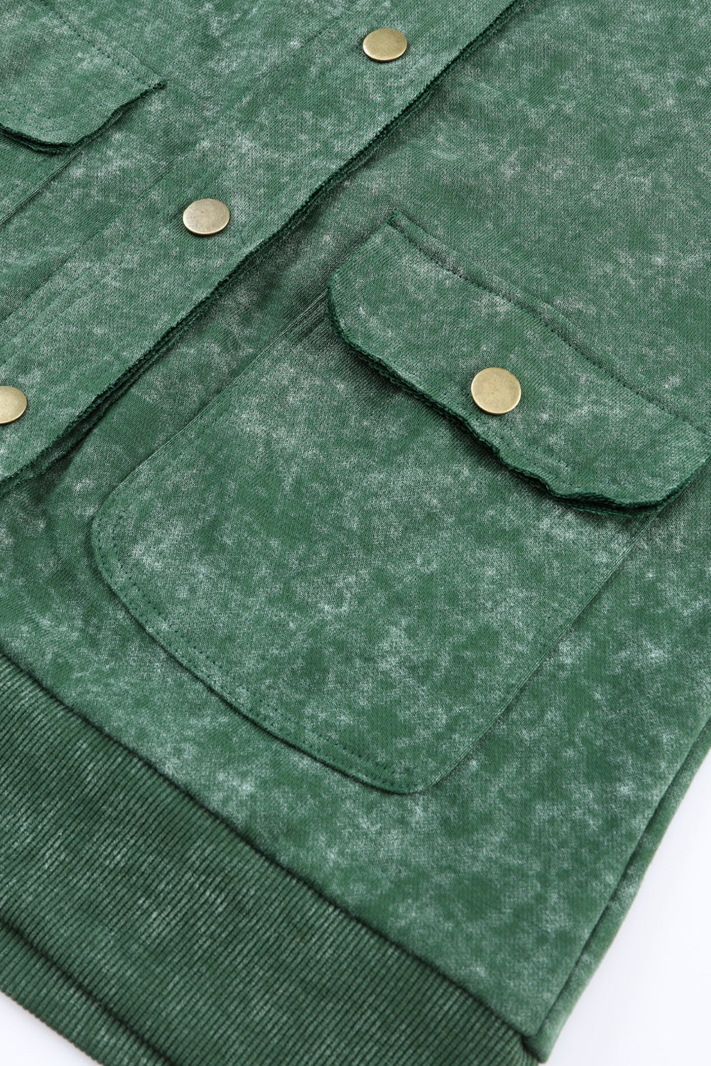 Gray Vintage Washed Flap Pocket Button Shacket