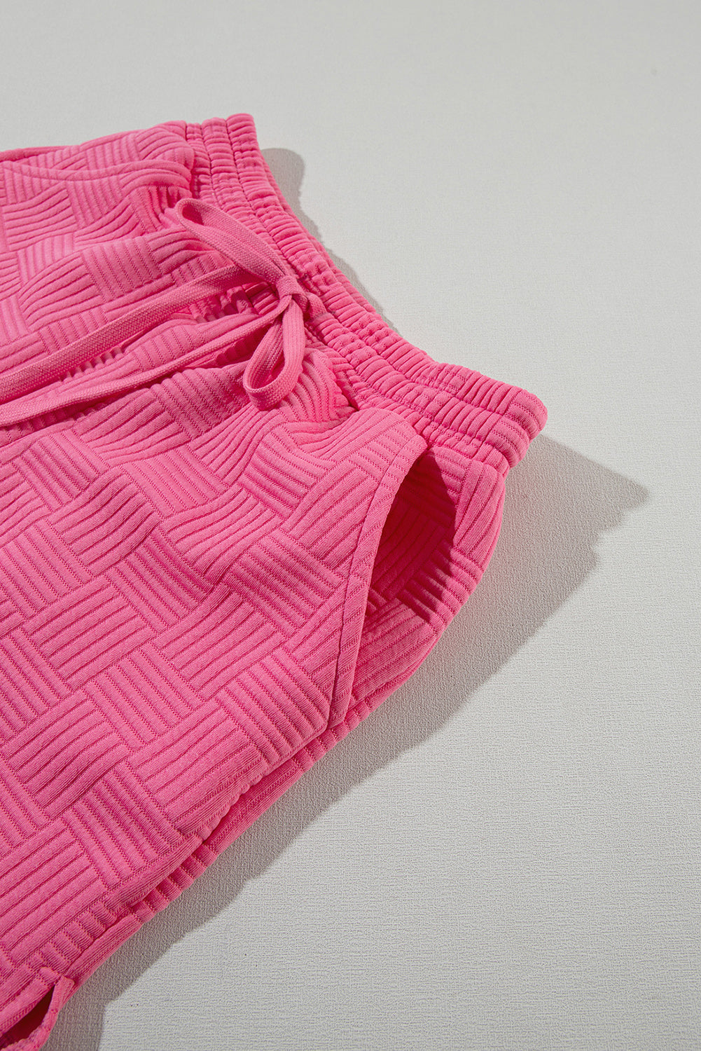 Apricot Textured Ruffled Sleeve Tee and Drawstring Shorts Set