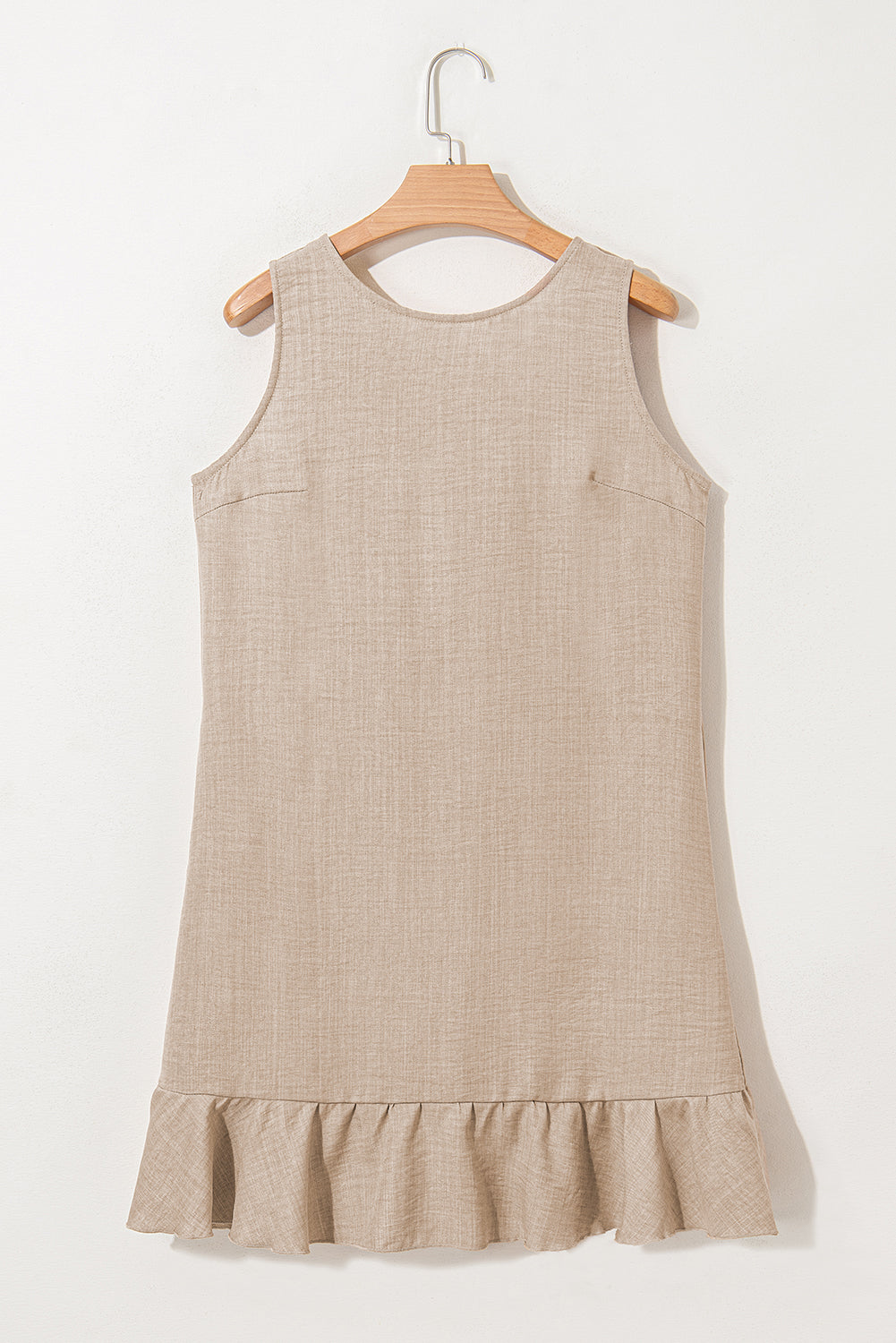 Bright Pink Knot Scoop Back Ruffle Hem Sleeveless Mini Dress