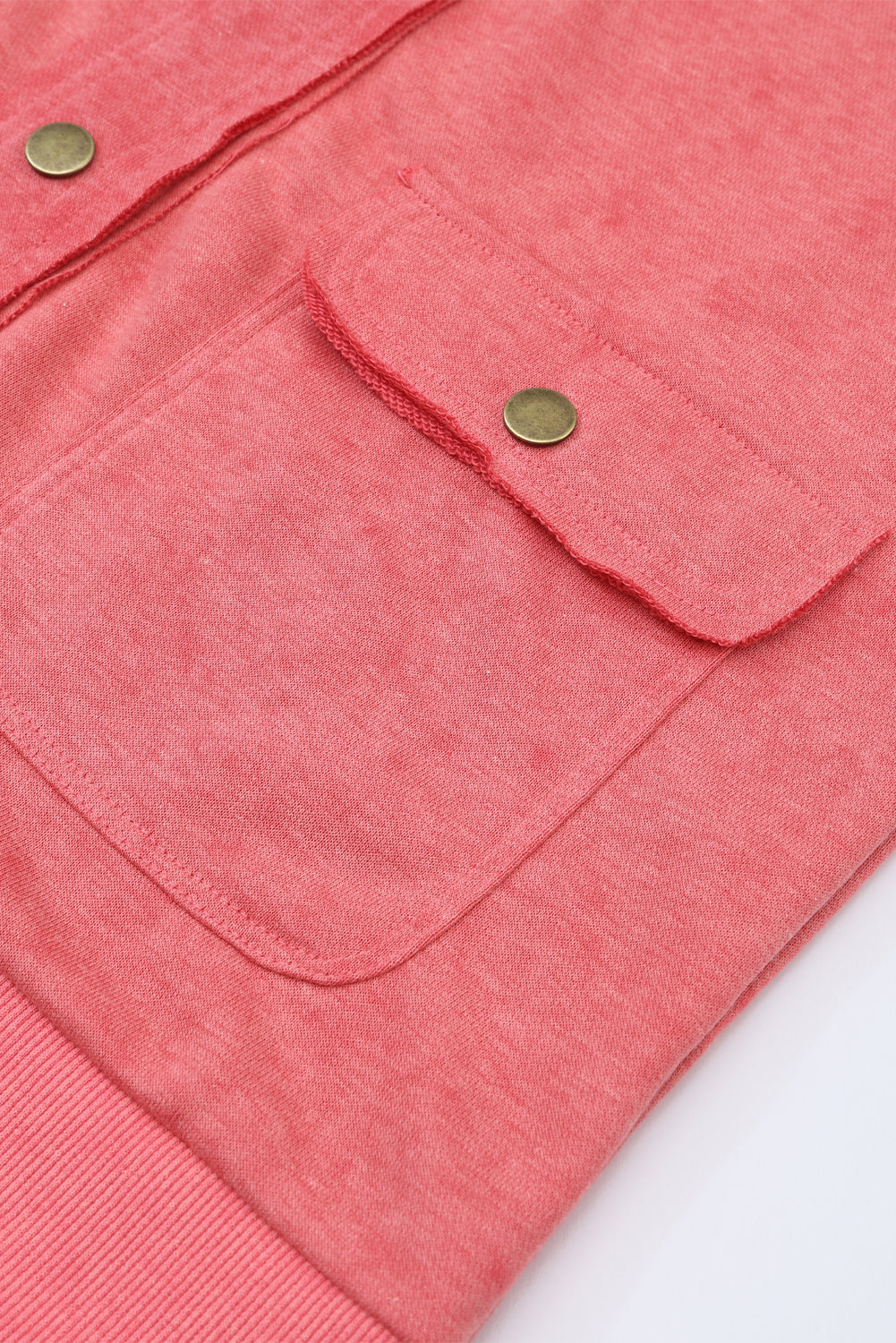 Gray Vintage Washed Flap Pocket Button Shacket