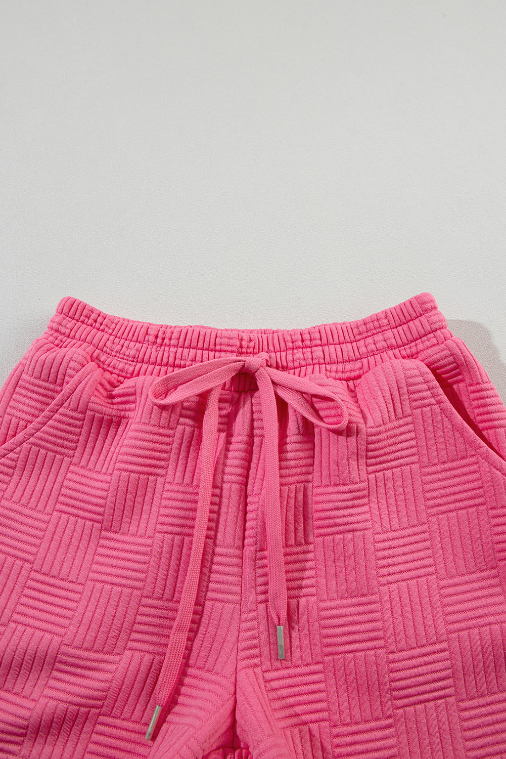 Apricot Textured Ruffled Sleeve Tee and Drawstring Shorts Set